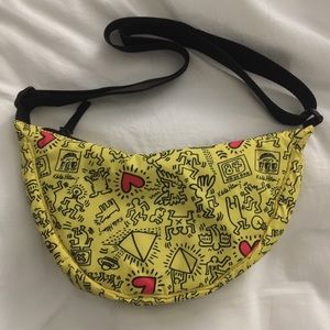 NWOT - Unisex Keith Haring Round Mini Shoulder Bag - Yellow